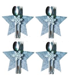 Christmas Supplies Gray Five-pointed Star Tableware Cover