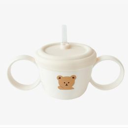 Ins Binaural Baby Food Supplement Bowl With Lid Straw Can Be Microwaved