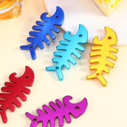 Fish Shape Beer Bottle Opener Fishbone Aluminum Alloy Bottle Opener Keychain Ring kitchen Tool Trinket Gifts Random