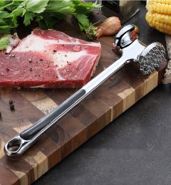 Zinc Alloy Meat Tenderizer Double Sided Non-Slip Handle Meat Mallet Kitchen Tool