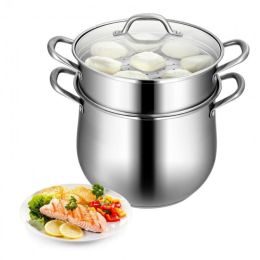 Good Helper In The Kitchen 2-Tier Stainless Steel Steamer Pot Saucepot