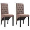 Dining Chairs 2 pcs Brown Fabric