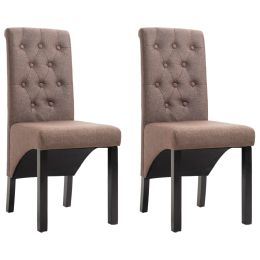 Dining Chairs 2 pcs Brown Fabric