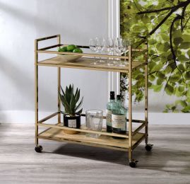 ACME Barb Serving Cart, Natural & Champagne Finish YF