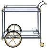 ACME Cyrus Serving Cart, Black/Gold & Clear Glass YF