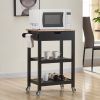 conifferism Kitchen Cart with Towel, Portable Kitchen Islands with Wheels, Microwave Cart with Storage Shelf for Dining Rooms Kitchens Black