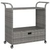 Bar Cart with Drawer Gray 39.4"x17.7"x38.2" Poly Rattan