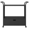 Bar Cart with Drawer Black 39.4"x17.7"x38.2" Poly Rattan