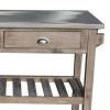 Dunawest 2 Drawers Wooden Frame Kitchen Cart with Metal Top and Casters;  Brown and Gray