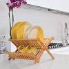 Collapsible Dish Rack 2-Tier Dish Drying Drainer Kitchen Bamboo