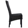 Dining Chairs 4 pcs Black Kubu Rattan and Mango Wood (2x246656)