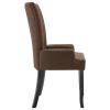 Dining Chair with Armrests Brown Fabric