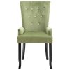 Dining Chair with Armrests Light Green Velvet