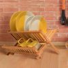 Collapsible Dish Rack 2-Tier Dish Drying Drainer Kitchen Bamboo