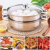 Stainless Steel Stack And Steam Pot Set With Lid 2 Tier Steamer Pot Steaming Cookware For Kitcken Cooking