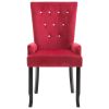 Dining Chair with Armrests Red Velvet