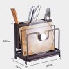 Kitchen Multifunctional Storage Rack with Drip Tray Cutting Board frame Tableware Cutlery Rack Flatware Caddy Pot Cover Lid Frame KJZWJ015HEI YF