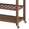 Dunawest 2 Drawers Wooden Frame Kitchen Cart with Metal Top and Casters;  Brown and Gray