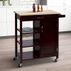 DunaWest Wooden Rectangular Kitchen Cart with 1 Door and Open Compartments, Espresso Brown