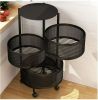 3 Layers Rotatable Basket Kitchen Vegetable Fruits Rolling Storage Cart Rack