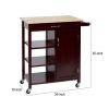 DunaWest Wooden Rectangular Kitchen Cart with 1 Door and Open Compartments, Espresso Brown