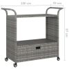 Bar Cart with Drawer Gray 39.4"x17.7"x38.2" Poly Rattan