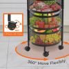 3 Layers Rotatable Basket Kitchen Vegetable Fruits Rolling Storage Cart Rack