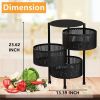 3 Layers Rotatable Basket Kitchen Vegetable Fruits Rolling Storage Cart Rack