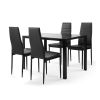 5 Pieces Dining Table Set for 4,Kitchen Room Tempered Glass Dining Table ,4 Faux Leather Chairs ,Black