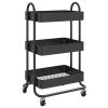 3-Tier Trolley Black 16.9"x13.4"x31.1" Steel