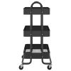 3-Tier Trolley Black 16.9"x13.4"x31.1" Steel