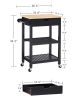 conifferism Kitchen Cart with Towel, Portable Kitchen Islands with Wheels, Microwave Cart with Storage Shelf for Dining Rooms Kitchens Black