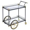 ACME Cyrus Serving Cart, Black/Gold & Clear Glass YF