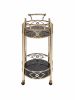 ACME Ottesen Serving Cart, Gold & Black Glass YF