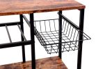 Kitchen Baker's Rack Rolling Storage Shelf Stand Organizer Workstation, 31.5Ã—15.75Ã—32.25 Inches