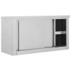 Kitchen Wall Cabinet with Sliding Doors 35.4"x15.7"x19.7" Stainless Steel