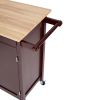 DunaWest Wooden Rectangular Kitchen Cart with 1 Door and Open Compartments, Espresso Brown