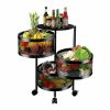 3 Layers Rotatable Basket Kitchen Vegetable Fruits Rolling Storage Cart Rack