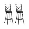 Vintage Industrial Counter Height Bar Stools Set of 2, Swivel Barstools with Metal Back for Kitchen Island, 26 Inch Height Round Seat