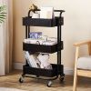 3-Tier Home Kitchen Storage Utility cart with handle-Black--YS