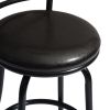 Vintage Industrial Counter Height Bar Stools Set of 2, Swivel Barstools with Metal Back for Kitchen Island, 26 Inch Height Round Seat