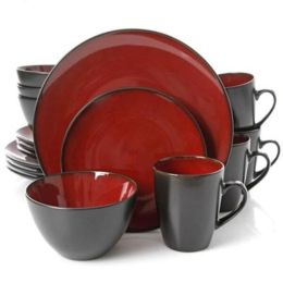 Gibson Home Soho Lounge Round 16 Piece Dinnerware Set, Burgundy