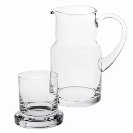 8" Mouth Blown Glass 2 Piece Bedside or Desktop Carafe Set  24 oz