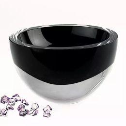 6" Mouth Blown Crystal European Made Lead Free Jet Black Bowl