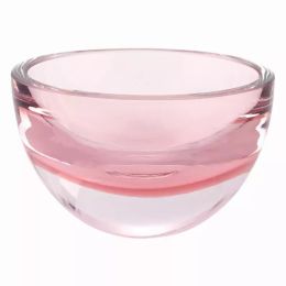 6" Mouth Blown European Made Lead Free Pink Crystal Bowl