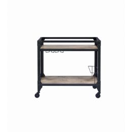 32" X 16" X 31" Black Metal Serving Cart