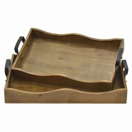 Plutus Brands Woos Tray With Handle in Colored Wood Set