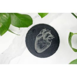 Heart Anatomy Engraved Slate Coaster