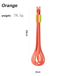 Nylon Egg Beater Dual-Purpose Whisk Blender Buffet Tongs Kitchen Baking Tools (Color: orange)