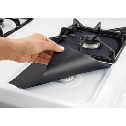 Gas Stove Cooker Protectors Cover Liner Clean Pad Gas Burner Covers Stovetop Protector Accessories (Color: Black)